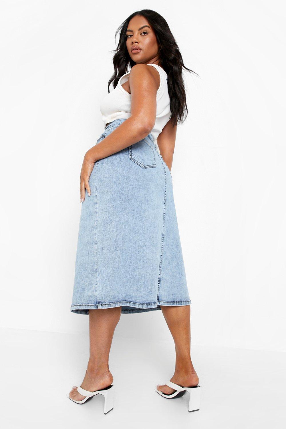 Denim midi outlet skirt plus